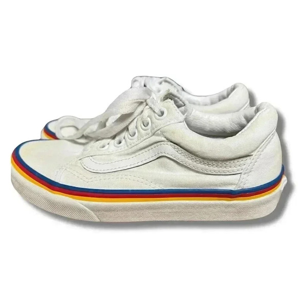 Vans Old Skool Unisex Sneakers White Rainbow Foxing Size 4 men 5.5 women - Picture 8 of 10